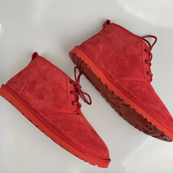 NEW UGG Neumel Men's Suede Low Chukka Boots 13 RED SAMBA SHEARLING - Picture 1 of 13